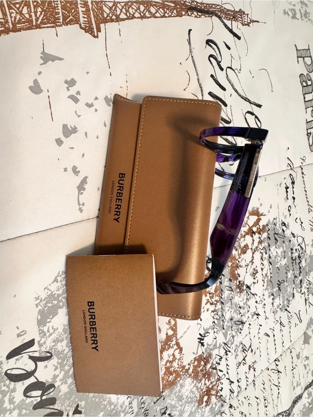 Burberry Purple Tortoiseshell Rectangular Eyeglasses